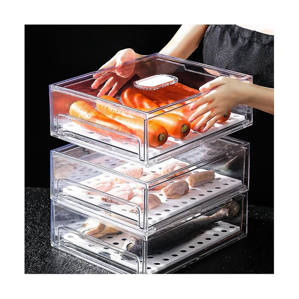 Fridge er izer Pull Stackable Bins For Refriger1ator Double-layer Fridge ization Conta-image-OPC-PD2RHMT-NEW