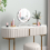 Costway Round Makeup Vanity Mirror with 3-Color Dimmable LED Lights, Smart Touch Control, 360 Rotation, Explosion-Proof Silver Mirror 9