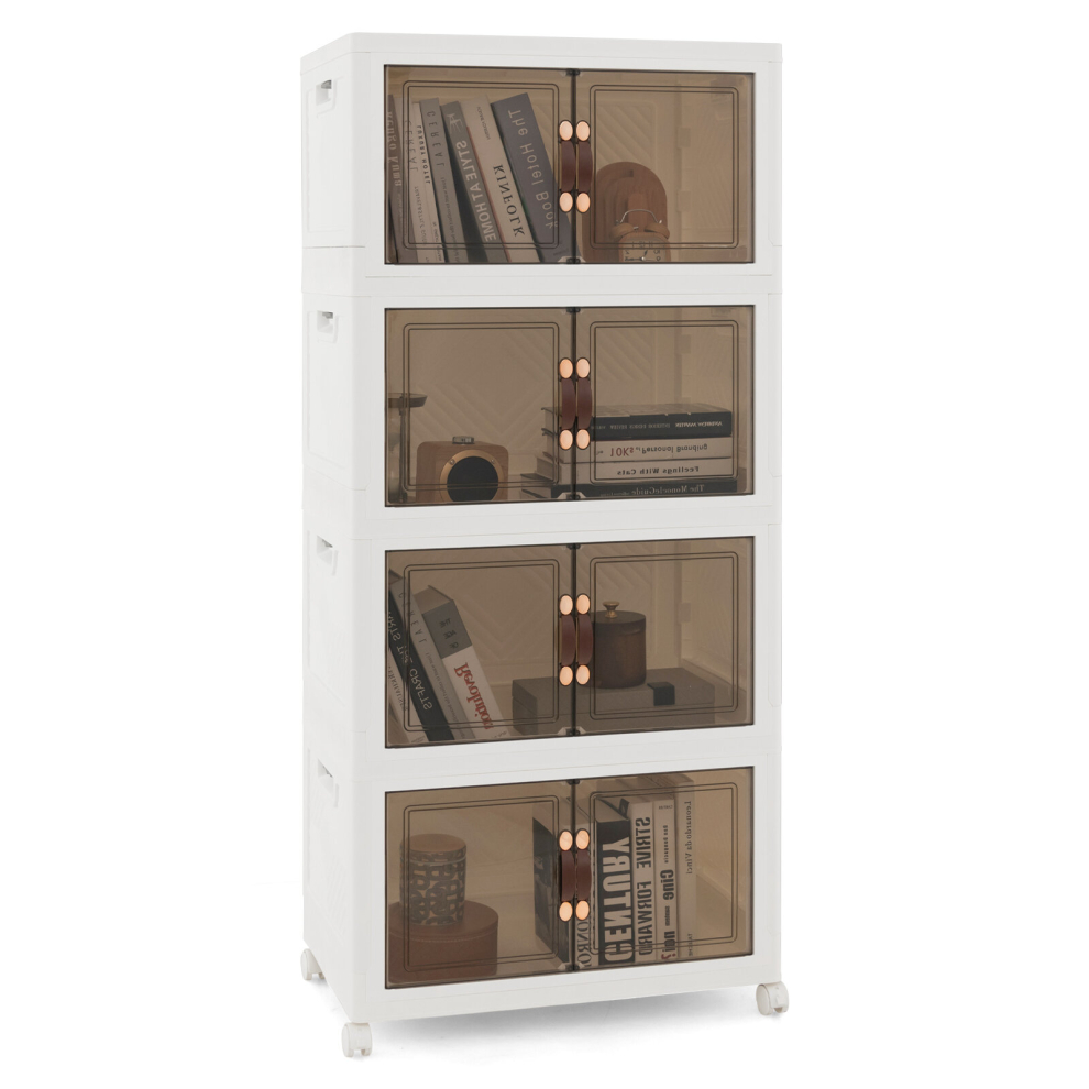 4 Pack Stackable Storage Cabinet Folding Home Organizer Lockable Wheels 78 Gal