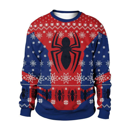 (14, 5XL) Christmas Animals 3D Printed Pullover Crew Neck Sweatshirt