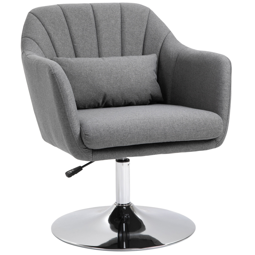 Homcom Stylish Retro Linen Swivel Tub Chair Steel Frame Cushion Seat Dark Grey