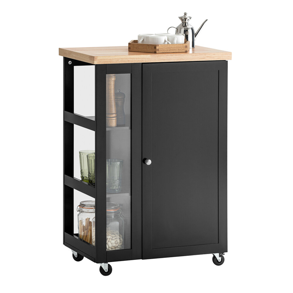 SoBuy FKW75-SCH, Kitchen Storage Trolley Serving Trolley Cabinet,Black