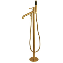 Freestanding Roman Tub Filler With Hand Shower Brushed Brass