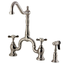 Essex Bridge Kitchen Faucet with Brass Sprayer, Brushed Nickel