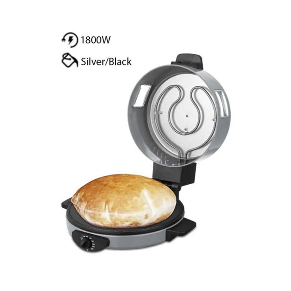 Sonashi 2 In 1 Arabic Bread/Roti/Tortilla And Pizza Maker Non-stick Cooking Surface 1800W SABM-863 Silver/Black