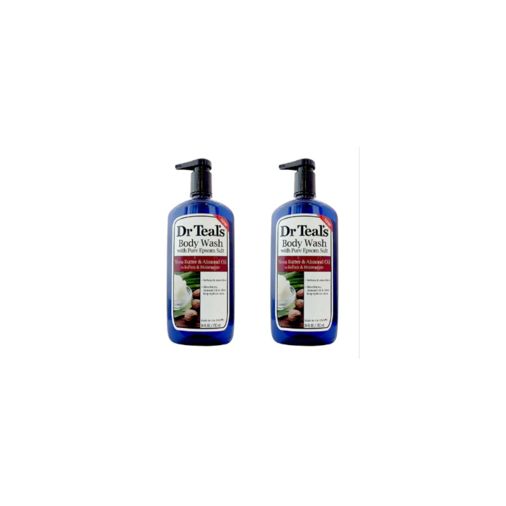 Dr. Teal's Epsom Salt Body Wash with Shea Butter - Shower Gel Pack of 2 (710ml Each)