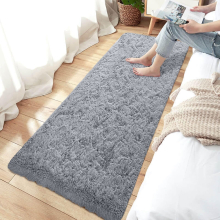 (80 x 300 cm (2 ft 6 in x 10 ft), Grey) Shaggy Runner Rugs Non Slip Kitchen Hallway Runner