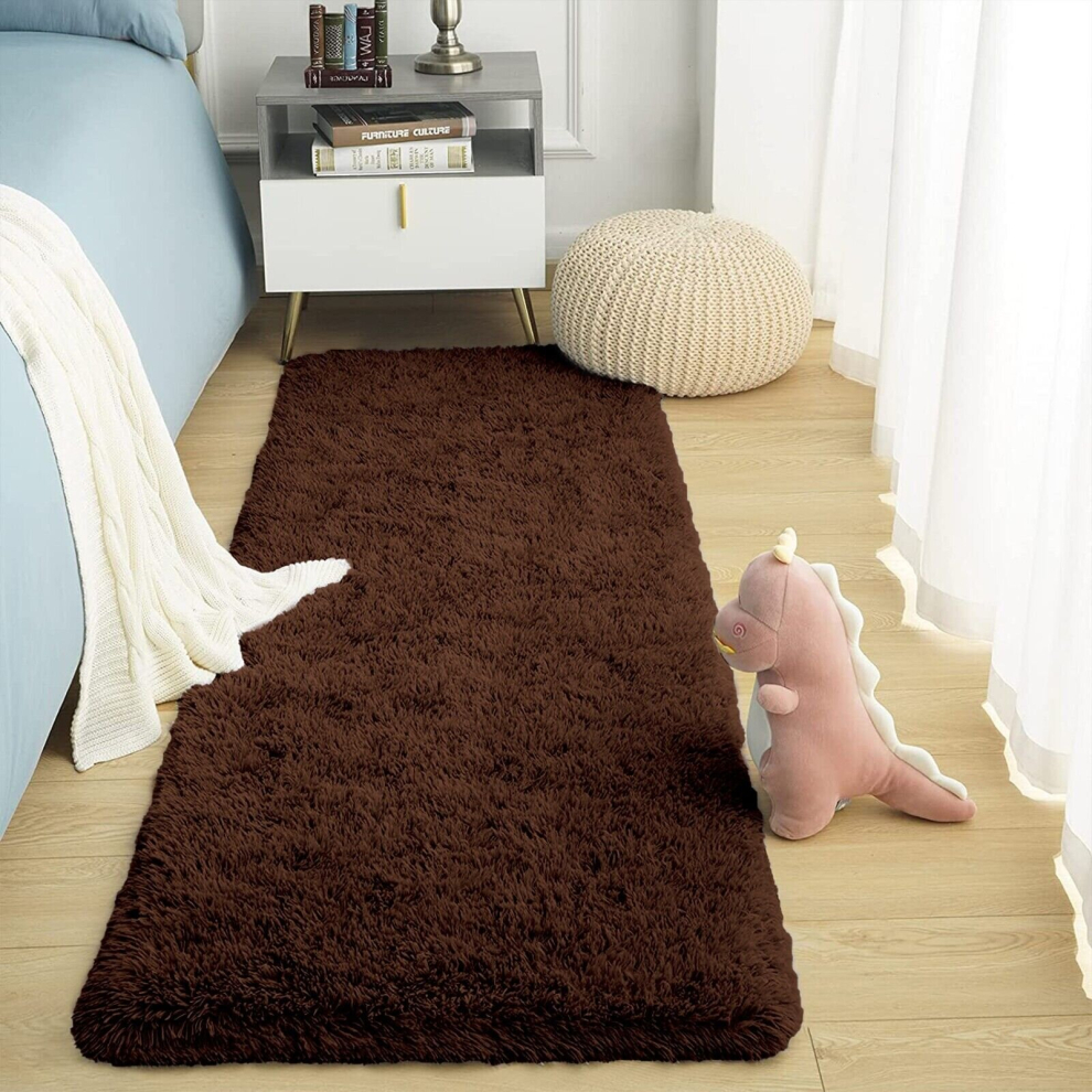 (80 x 300 cm (2 ft 6 in x 10 ft), Brown) Shaggy Runner Rugs Non Slip Kitchen Hallway Runner-image-OPC-PBXQXX6-NEW