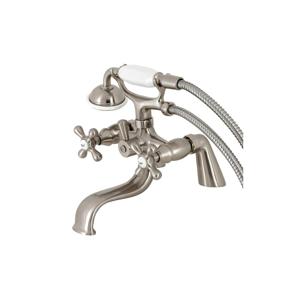 Kingston Deck Mount Clawfoot Tub Faucet With Hand Shower, Brushed Nickel 780475812949
