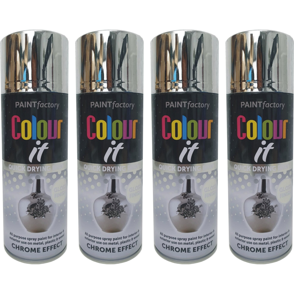 4 x 400ml Chrome Spray Paint Aerosol Auto Extreme Mirror for Car Van