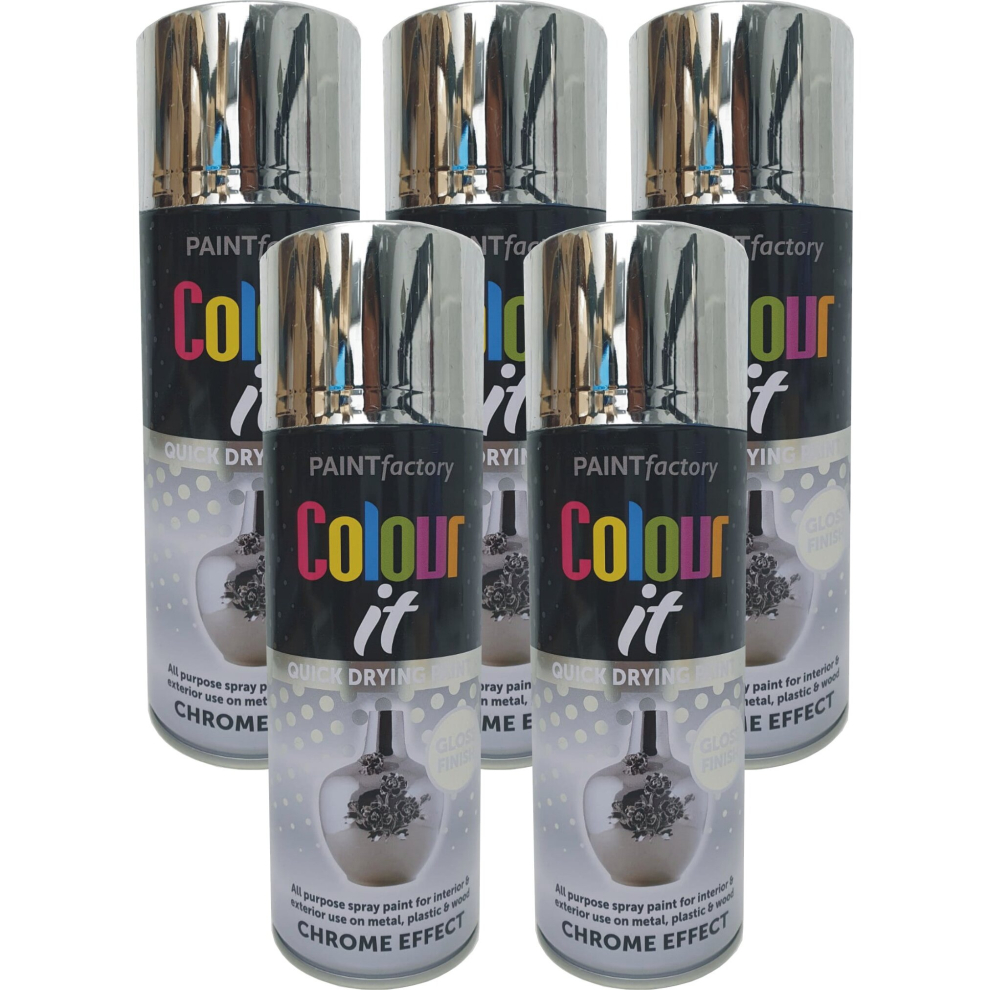 5 x 400ml Chrome Spray Paint Aerosol Auto Extreme Mirror for Car Van