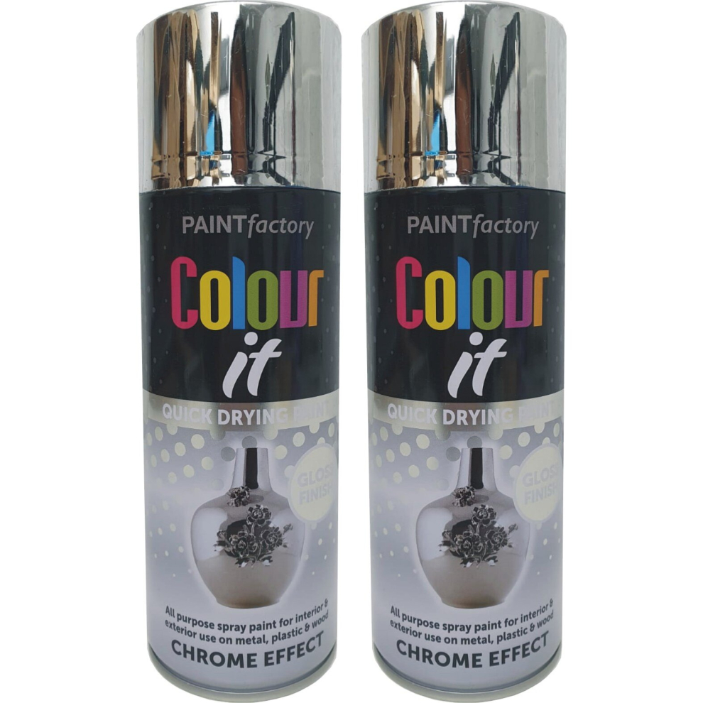 2 x 400ml Chrome Spray Paint Aerosol Auto Extreme Mirror for Car Van