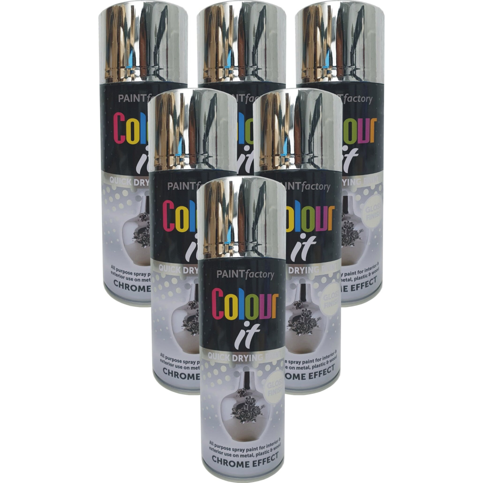 6 x 400ml Chrome Spray Paint Aerosol Auto Extreme Mirror for Car Van