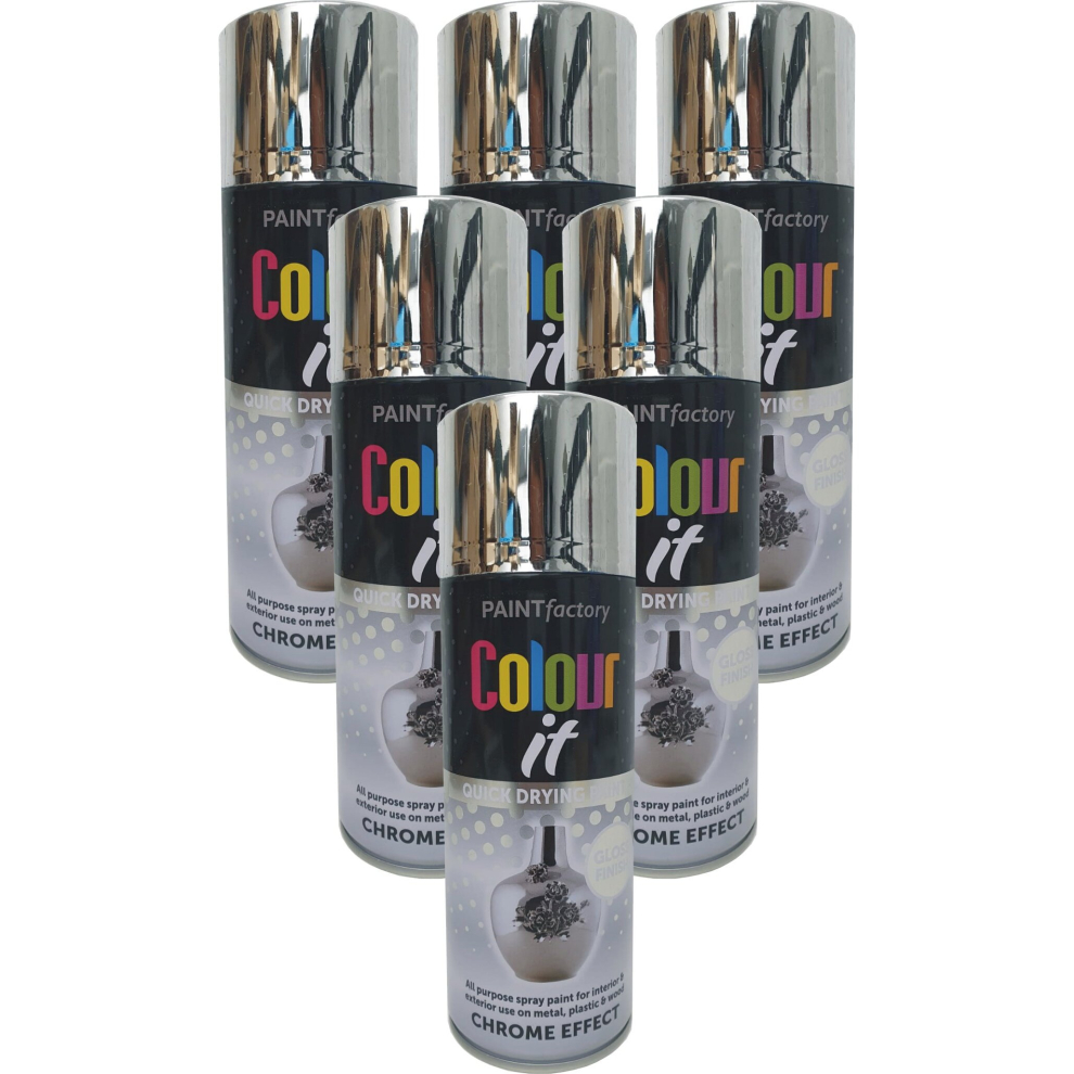 Rapide 6 X 400Ml Chrome Spray Paint Aerosol Auto Extreme Mirror For Car Van