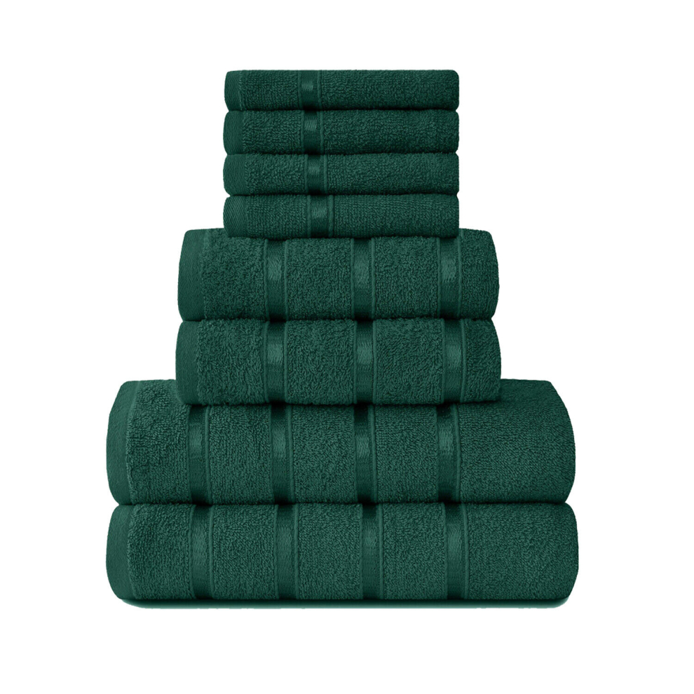 (Dark Green) LUXURY 100% EGYPTIAN COTTON TOWEL 8 Piece Bale Set Face Hand Bath Boston Towels