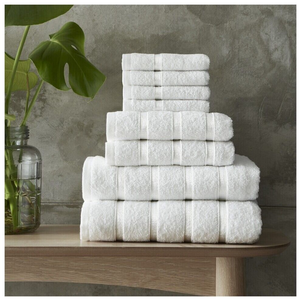 (White) LUXURY 100% EGYPTIAN COTTON TOWEL 8 Piece Bale Set Face Hand Bath Boston Towels