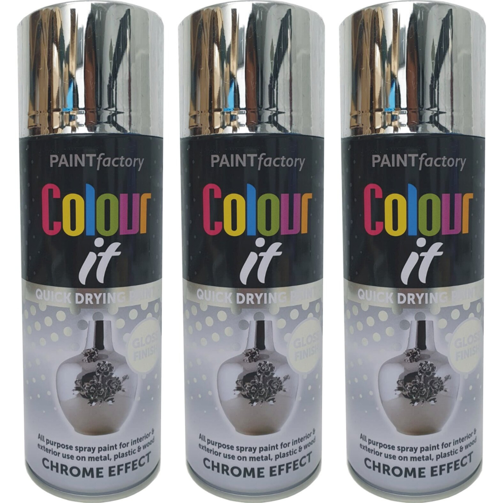 Rapide 3 X 400Ml Chrome Spray Paint Aerosol Auto Extreme Mirror For Car Van