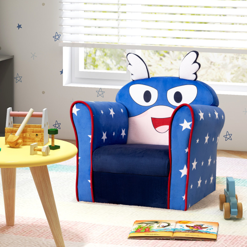 Costway Kids Sofa Children Armrest Upholstered Chair Cute Pattern Armchair Solid Frame