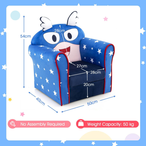 Costway Kids Sofa Children Armrest Upholstered Chair Cute Pattern Armchair Solid Frame 2