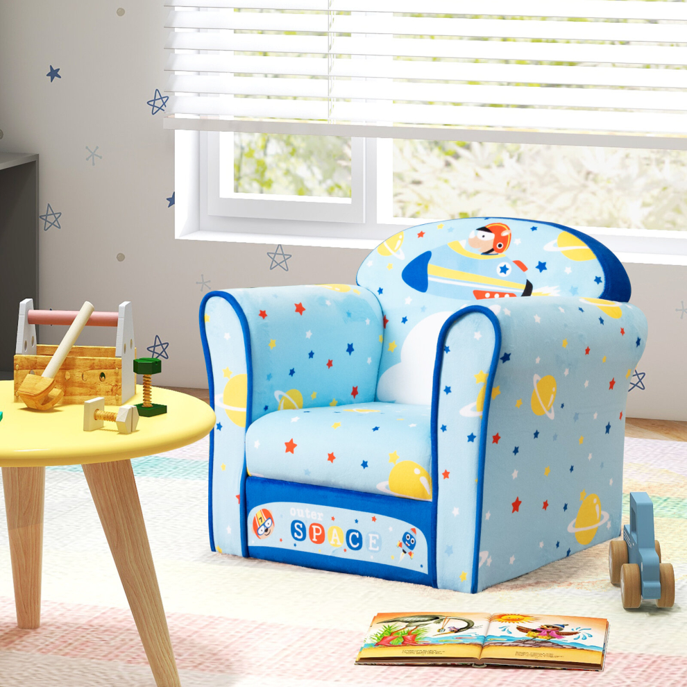 Kids Sofa Children Armrest Upholstered Chair Cute Pattern Armchair Solid Frame