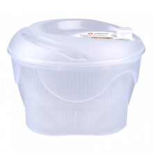 (White) Large Salad Spinner Vegetable Veg Leaf Dryer Drainer Colander Plastic Bowl 4L