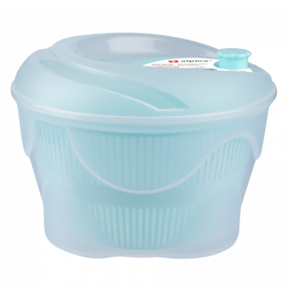 (Green) Large Salad Spinner Vegetable Veg Leaf Dryer Drainer Colander Plastic Bowl 4L