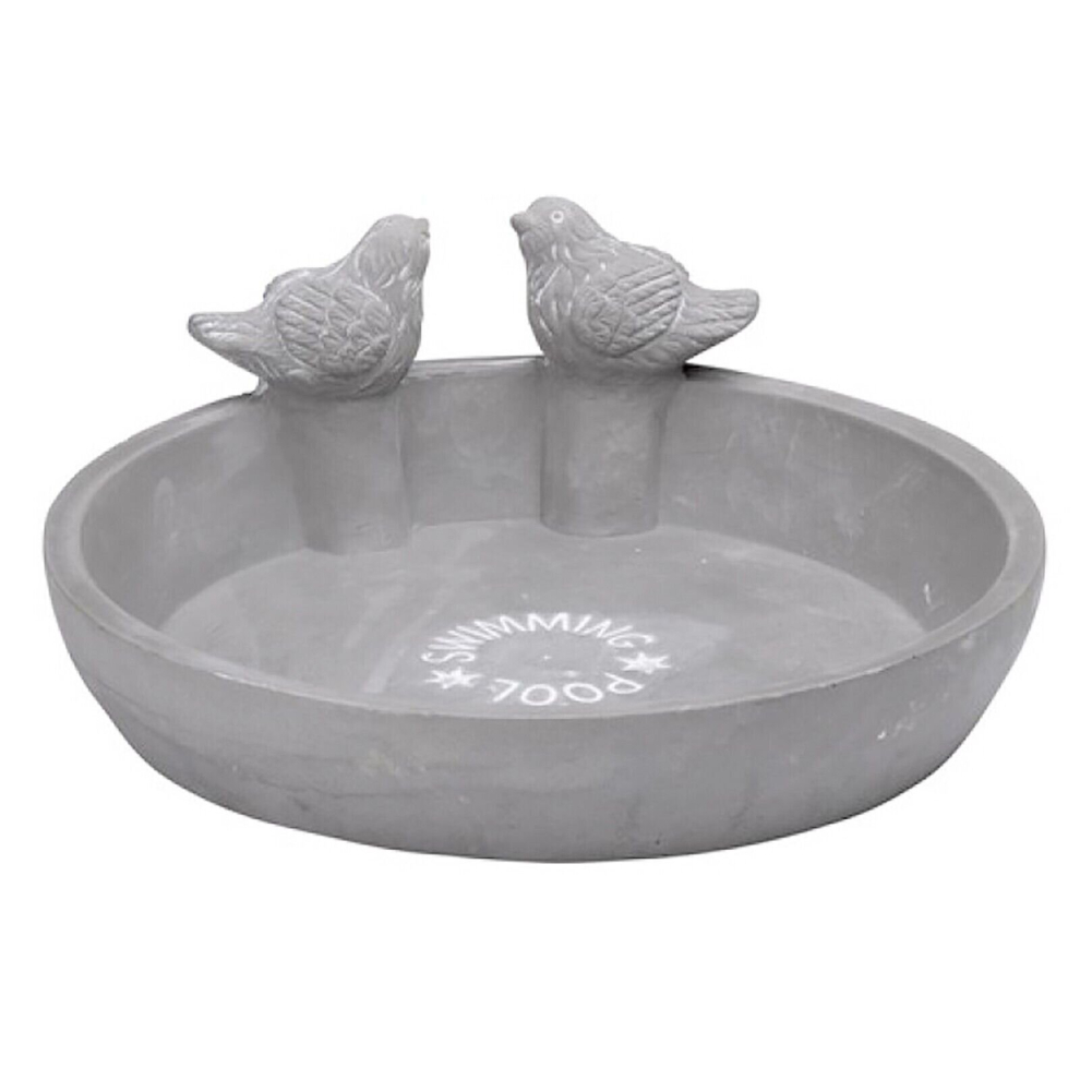 Bird Bath Garden Ornament Cement Wild Bird Water Dish Outdoor Feeder