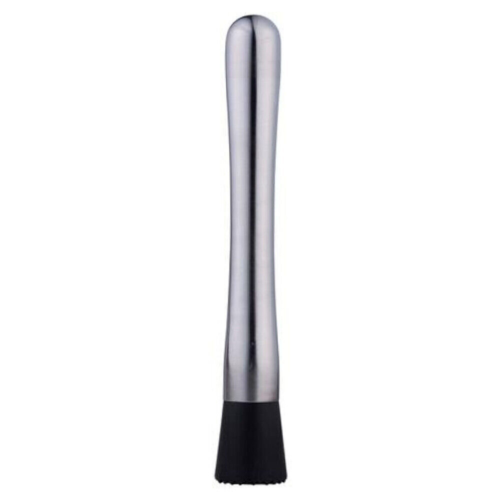 (Silver) Cocktail Muddler Stainless Steel Bar Manual Drink Mixer Mojito Masher Pestle 8