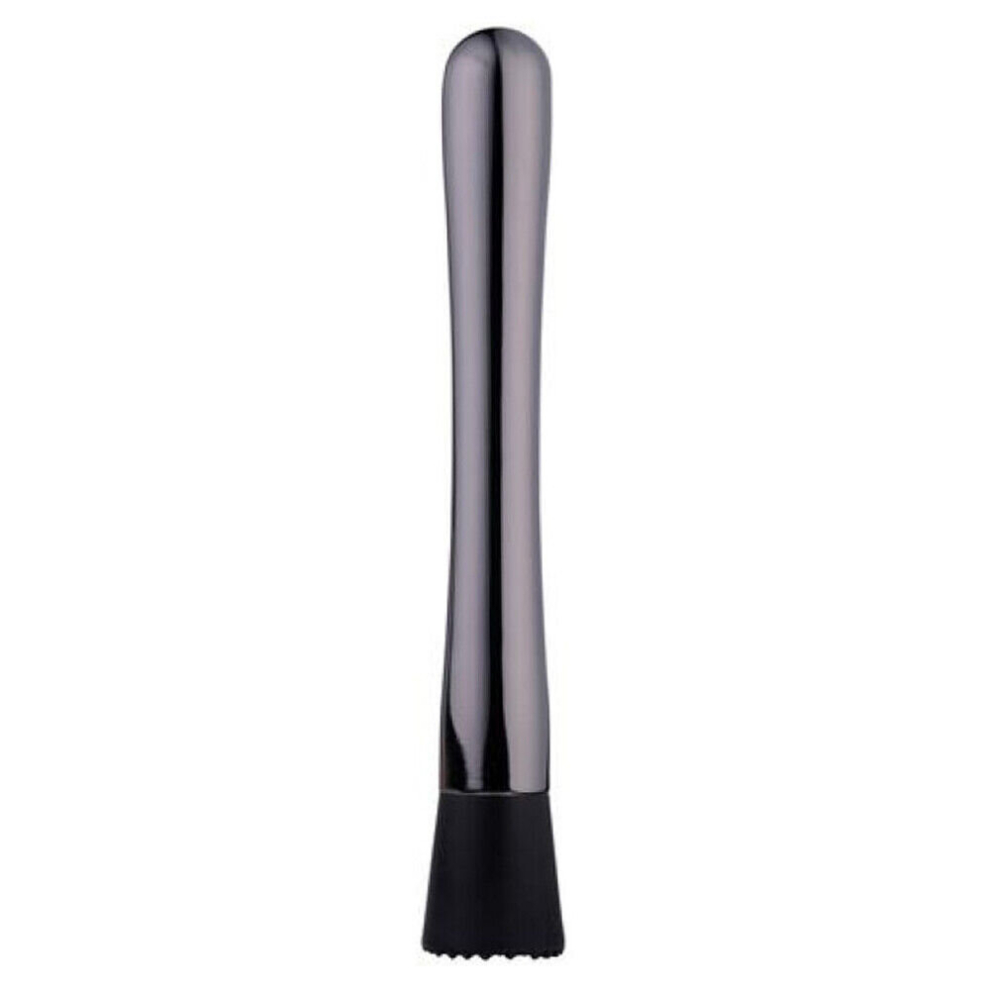 (Black) Cocktail Muddler Stainless Steel Bar Manual Drink Mixer Mojito Masher Pestle 8