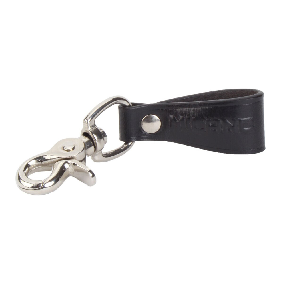 1 1/8" Inch Leather Belt Loop with Lobster Clasp Key Holder Black