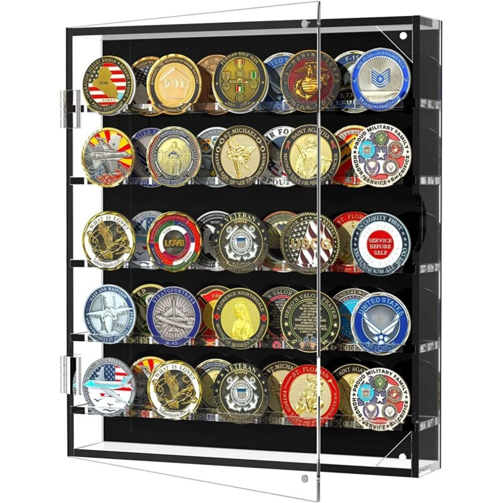 5 Layer Coin Holder Challenge Coin Display Case Acrylic 45 Military Medals Shadow Box