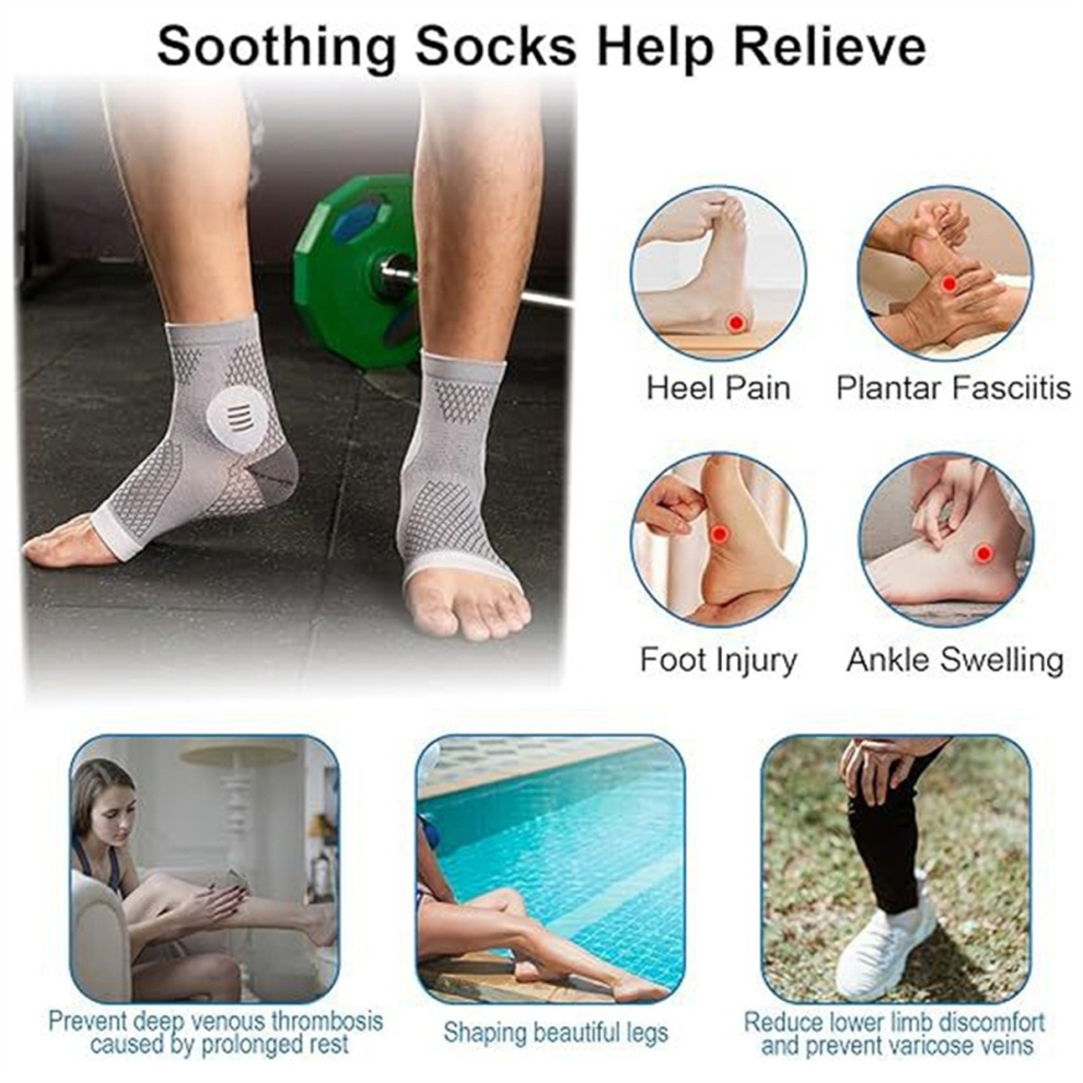 3Pairs Neuropathy Socks - Sock - Soothe Relief Socks for Neuropathy Pain - Plantar Fasciitis Socks-Blue-XL