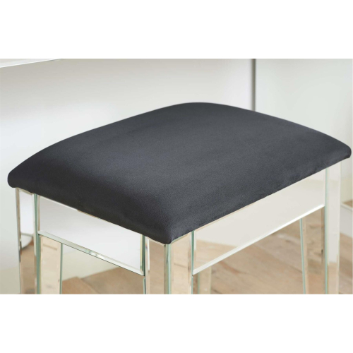 Birlea Mirrored Bedroom Dressing Table Stool Padded Black Velvet 1