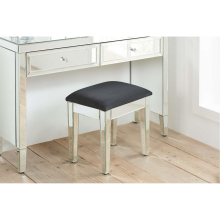 Mirrored Bedroom Dressing Table Stool Padded Black Velvet