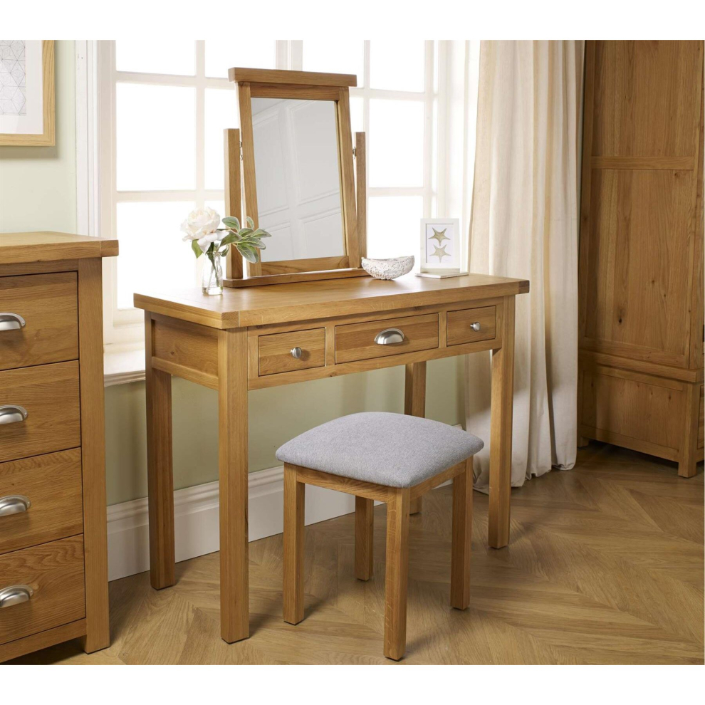 Oak Dressing Table Birlea Woburn 3 Drawer Solid Wood Traditional
