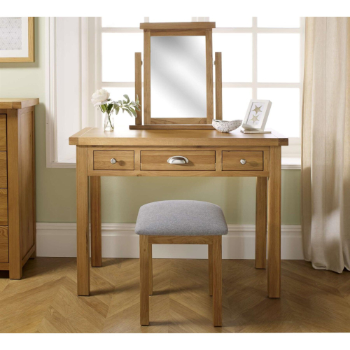 Birlea Oak Dressing Table Birlea Woburn 3 Drawer Solid Wood Traditional 1