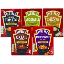 Heinz Cup Soup Variety Pack | Bundle of 5 | Cream of Tomato, Vegetable, Chicken, Minestrone, Oxtail | 4 Sachets Each