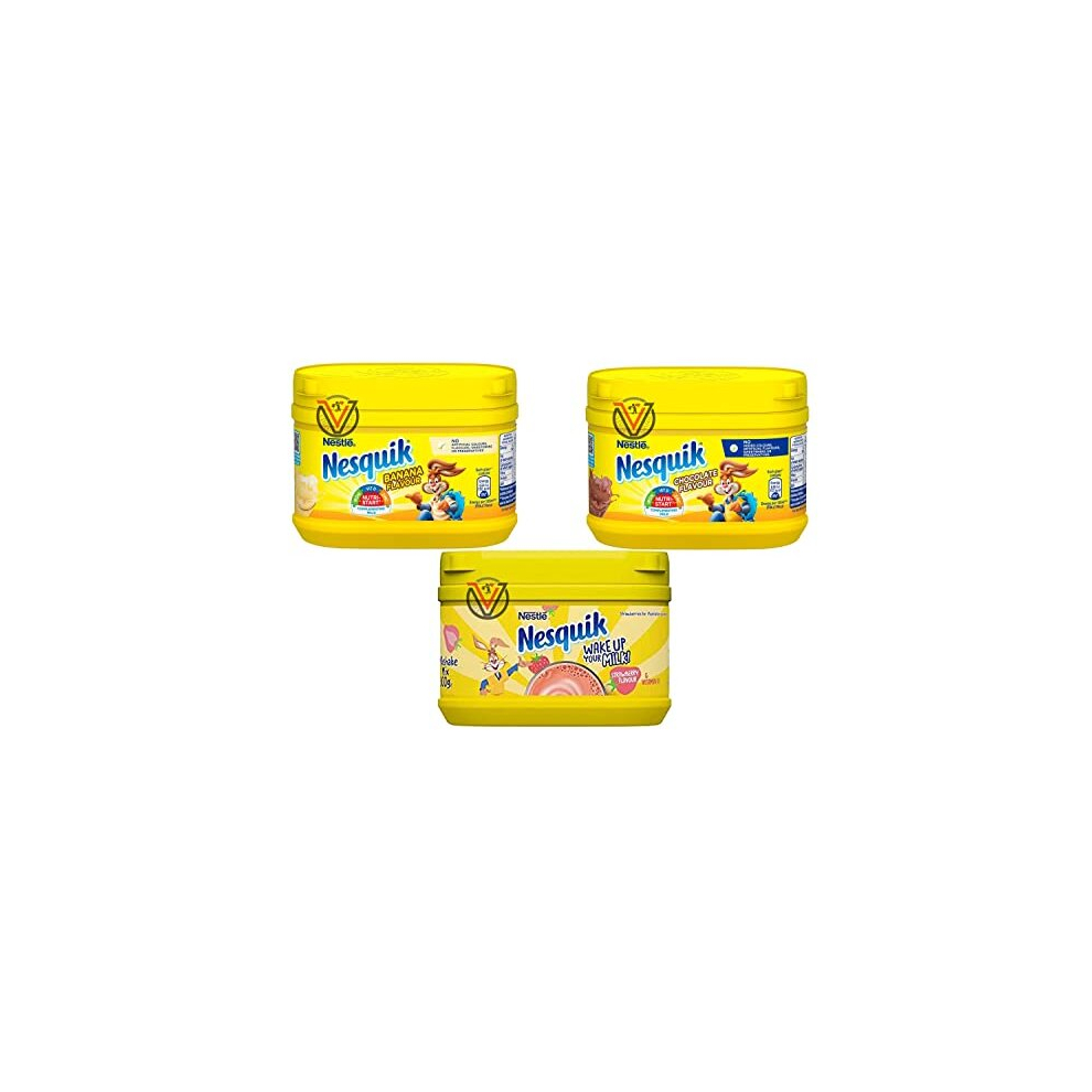 Nesquik Chocolate, Strawberry, Banana Flavour Milkshake Powder 300G | 03 Flavours | Delicious Milkshake Mix