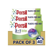 Persil 3 in 1 Bio Washing Capsules laundry capsules for a powerful clean 1st time with recyclable, plastic-free box* 3 x 40 Washes (120 total)