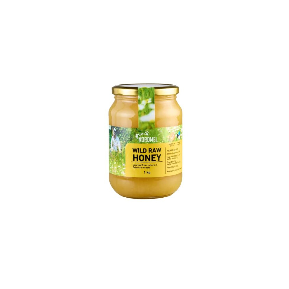 Pure Natural Wild Raw Honey 1KG - Unpasteurised, Unfiltered, Crystallized, Natural Estonian Honey - Harvested Sustainably Using 100% Green Energy