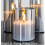 (Grey) Silver Gray Glass Flameless Flickering Candle Light with Remote Control 5
