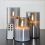 (Grey) Silver Gray Glass Flameless Flickering Candle Light with Remote Control 1