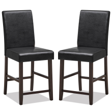 Set of 2 Bar Stools PU Upholstered Bar Counter Height Chair Kitchen Dining Chair