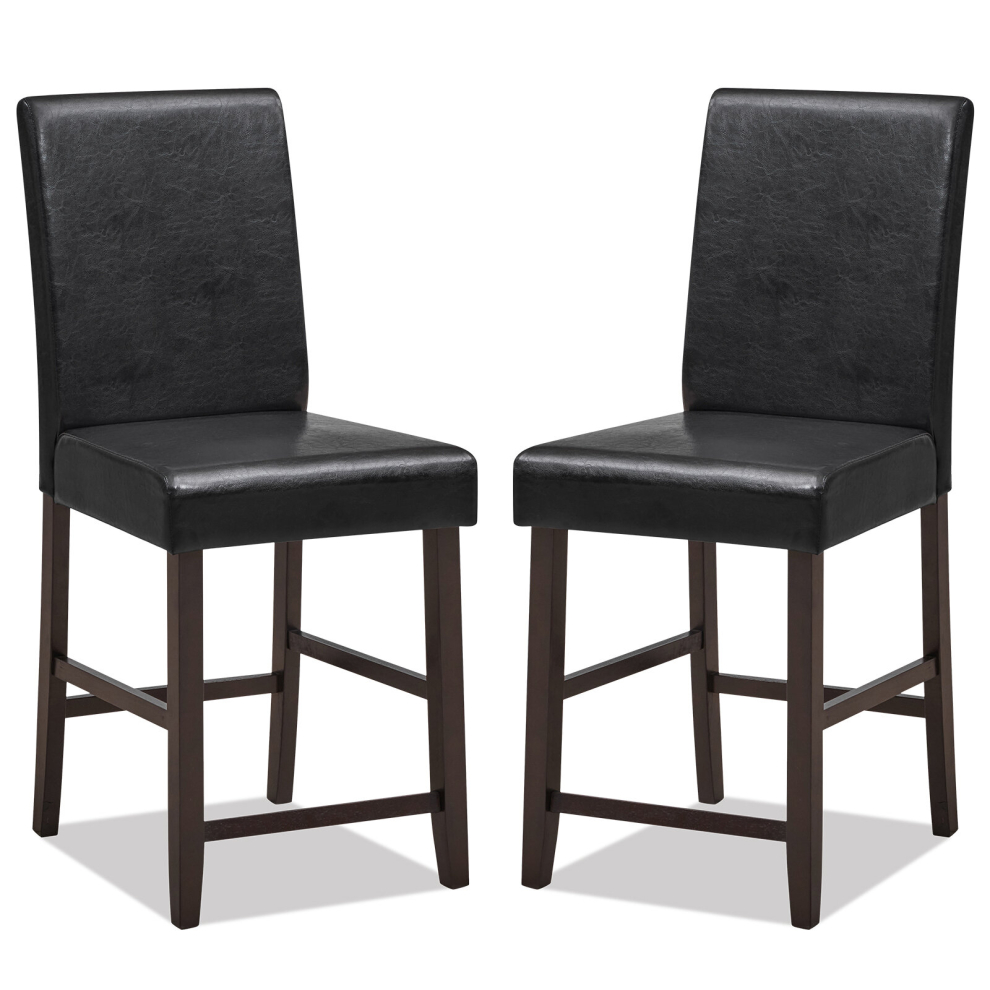 Set of 2 Bar Stools PU Upholstered Bar Counter Height Chair Kitchen Dining Chair