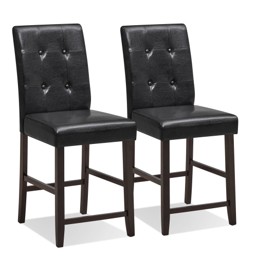 Casart Set of 2 Bar Stools Upholstered Bar Counter Height Chair With Button-Tufted Back