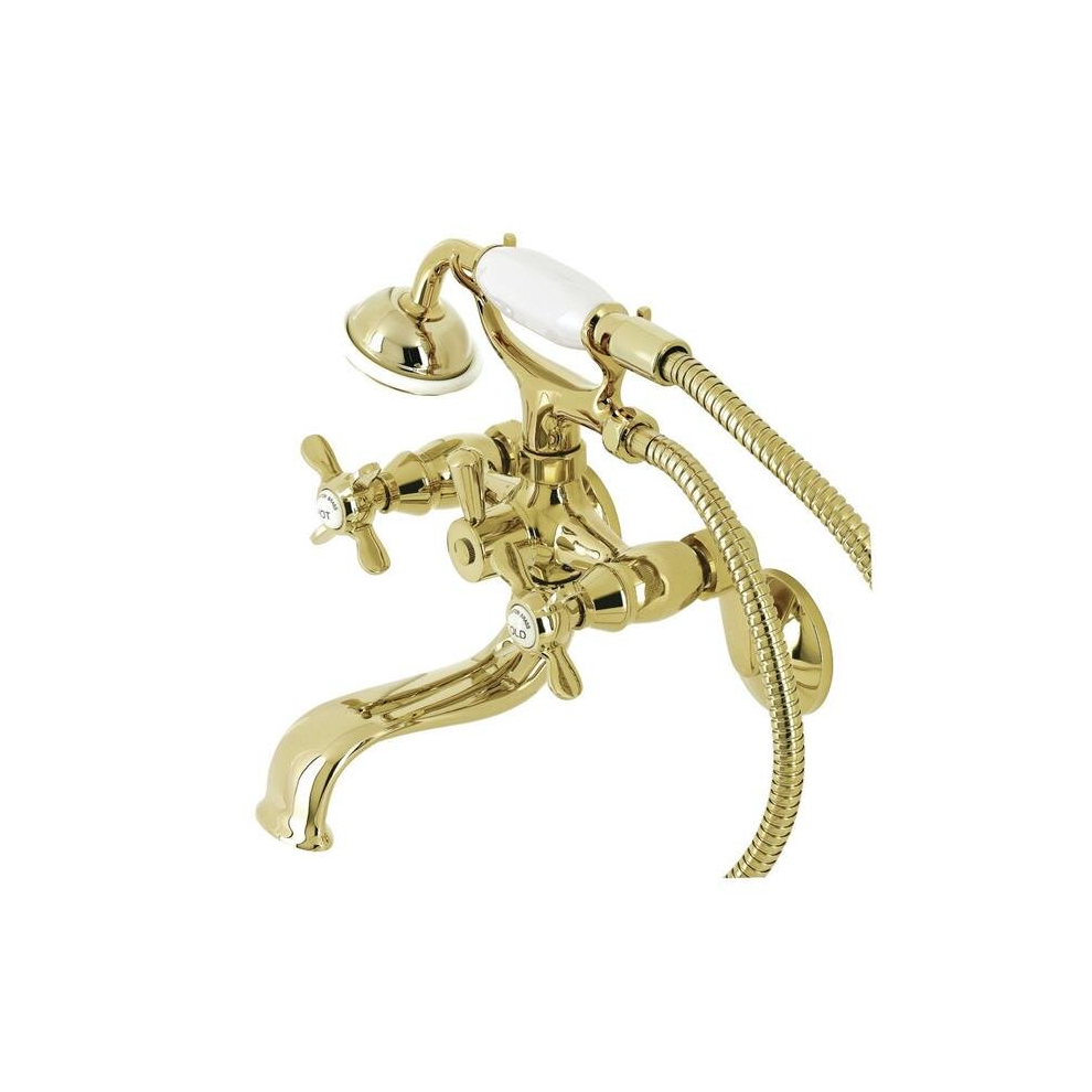 Essex Wall Mount Clawfoot Tub Faucet With Hand Shower, Polished Brass 780475846968