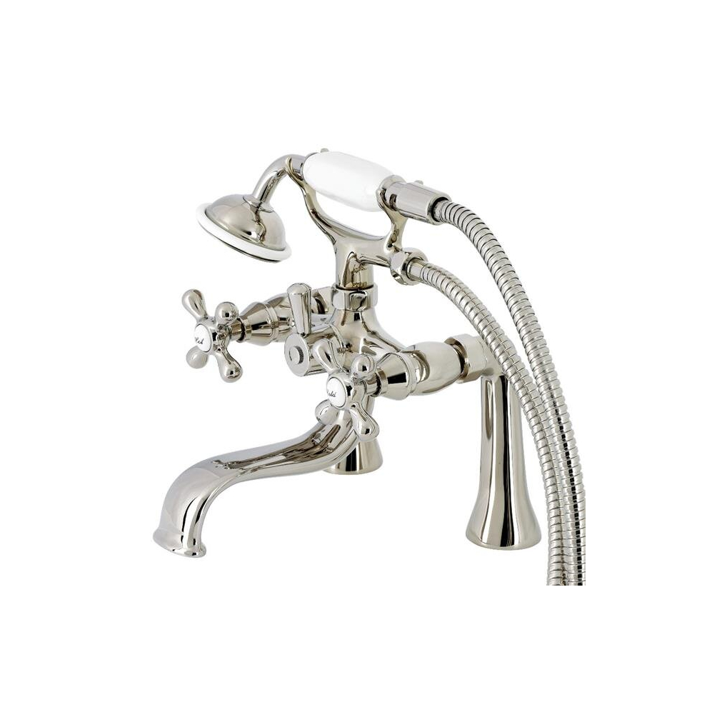 Kingston Deck Mount Clawfoot Tub Faucet With Hand Shower, Polished Nickel 780475795006