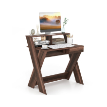 Wooden Computer Desk Home Office Writing Desk with Monitor Stand Riser X-shaped