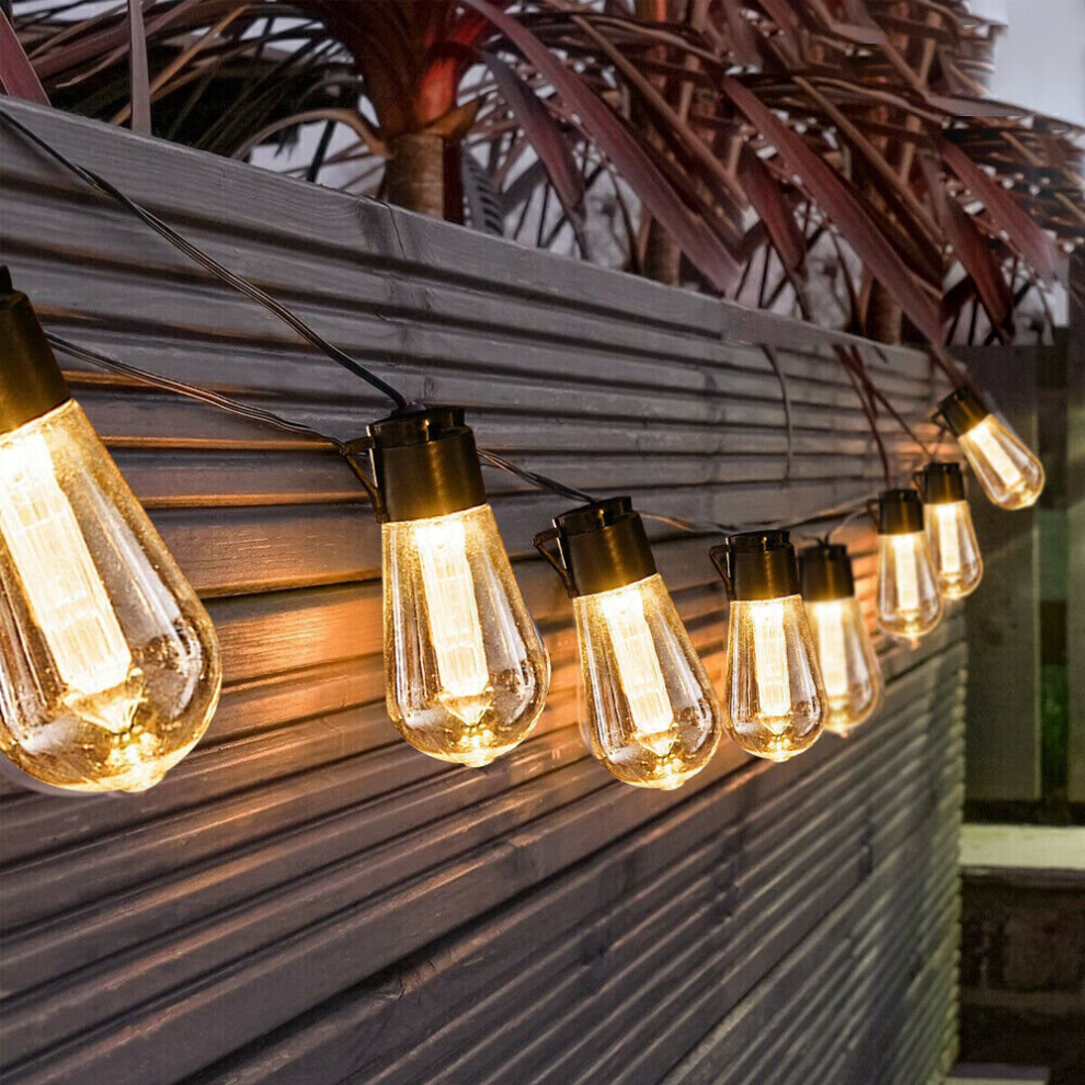 Vintage Edison Bulb Solar Garden String Lights - Hanging Outdoor Bulb Lights Decor for Patio, Garden, Decking