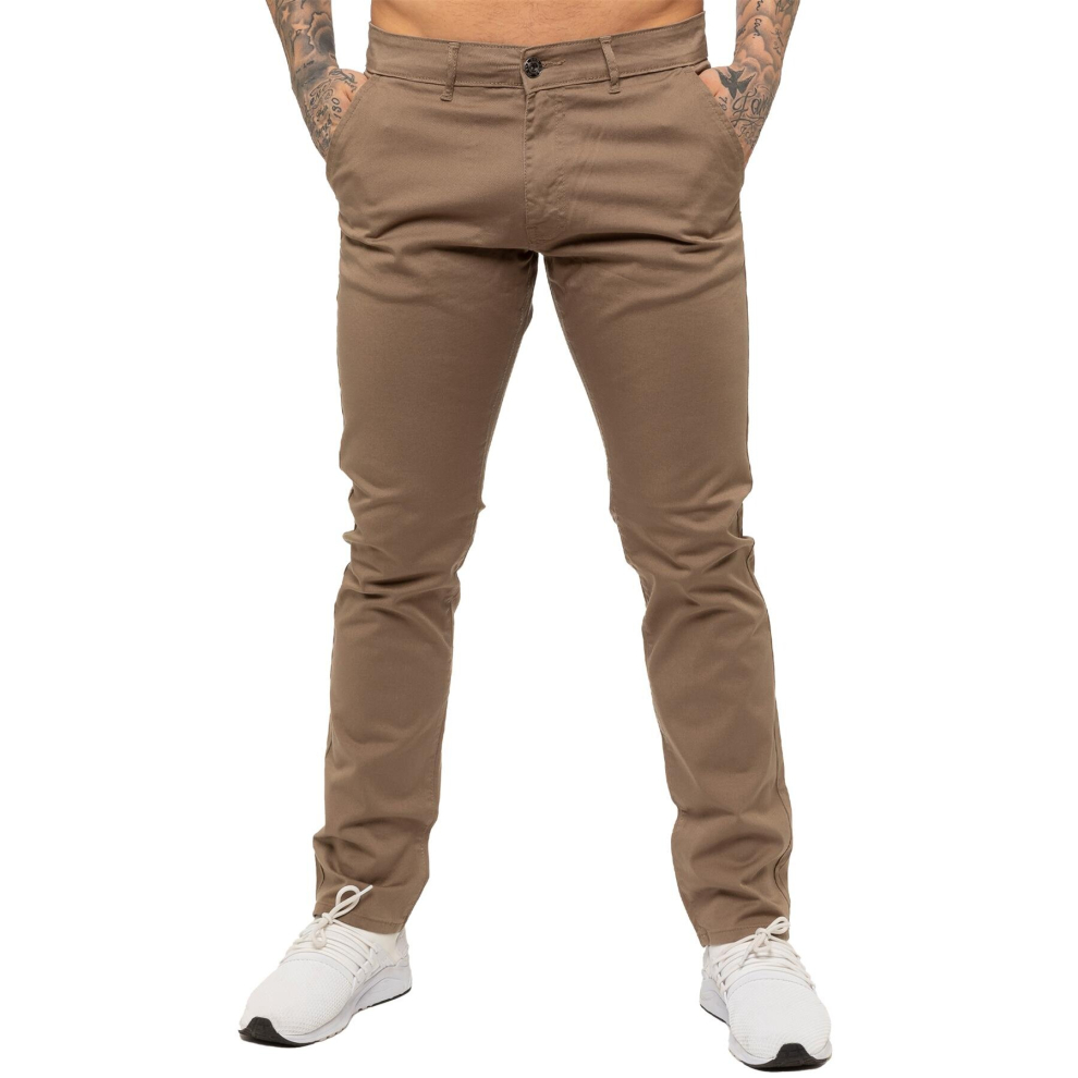 Ze Enzo (40W/30L, Beige) Enzo Mens Skinny Stretch Chinos Cream